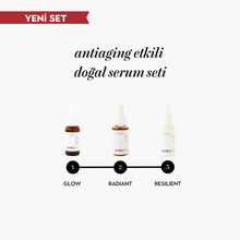 Görseli Galeri görüntüleyiciye yükleyin, Antiaging Serum Seti - Doğal, Vegan, Etkin 3&#39;lü Pürüzsüzleştiric, Gençlik İksiri, Rozasealı Ciltlere Uygun
